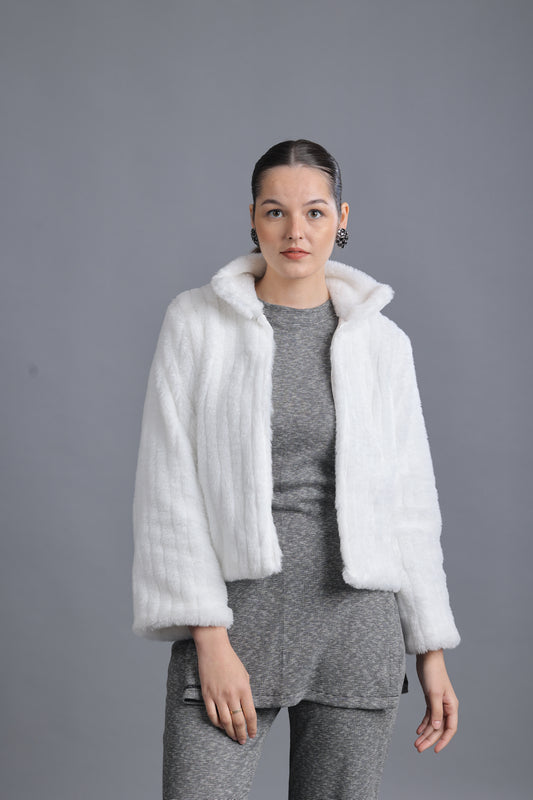 Snow Queen Chic: Furry White Lined Jacket